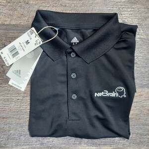 Adidas Golf Primegreen Men's Black Polo Medium NetBrain Logo NWT GQ3114